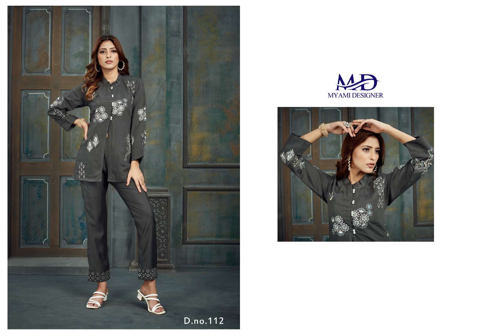 CORD SETS VOL 2 VISCOSE EMBROIDERY WORK DESIGNER TOP WITH PANT CO ORD SET BY MIAMI DESIGNER BRAND 112 C